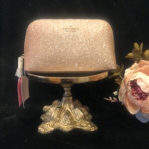 New Kate Spade Rose Gold Glitter Cosmetic Bag